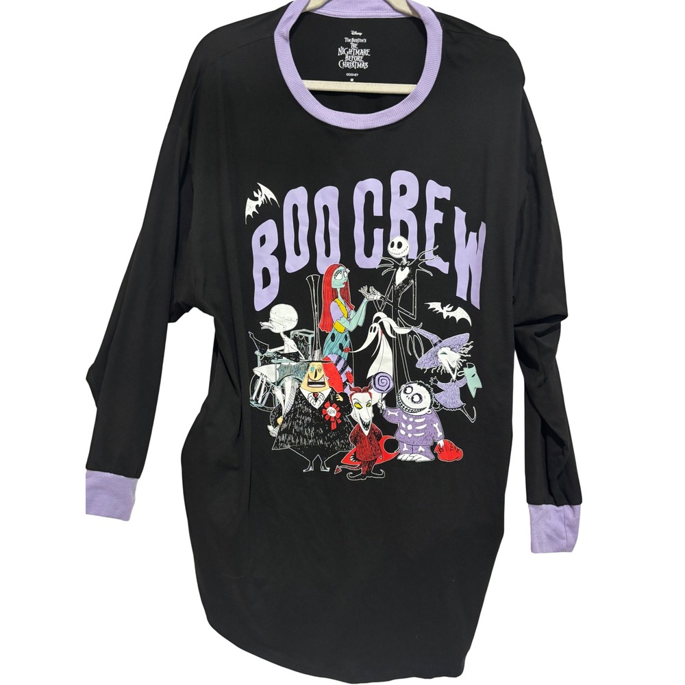 Disney Nightmare Before Christmas Boo Crew Sleep Shirt dress pockets sz M 8-10 - Picture 1 of 9